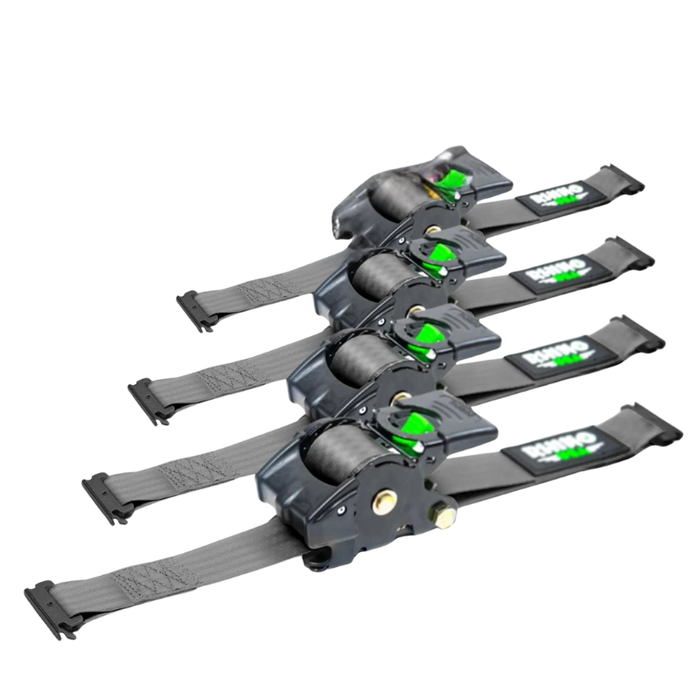 Rhino USA Retractable E-Track Ratchet Straps 2In X 10Ft (4-Pack) Gray Model TD-RSRE2X10-ETRK-4GRY
