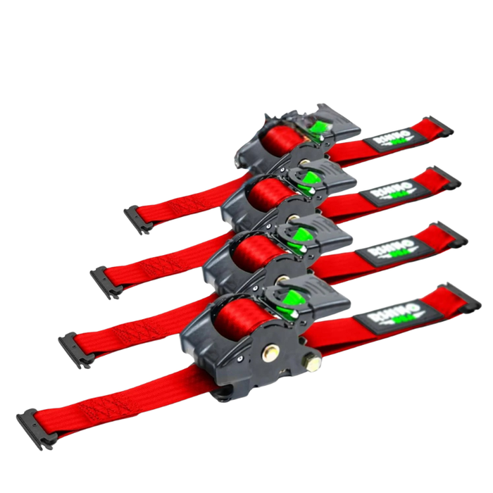 Rhino USA Retractable E-Track Ratchet Straps 2In X 10Ft (4-Pack) Red Model TD-RSRE2X10-ETRK-4RED