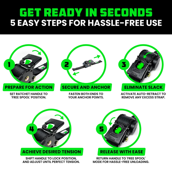 Rhino USA Retractable E-Track Ratchet Straps 2In X 10Ft (2-Pack) Black Model TD-RSRE2X10-ETRK-BLK