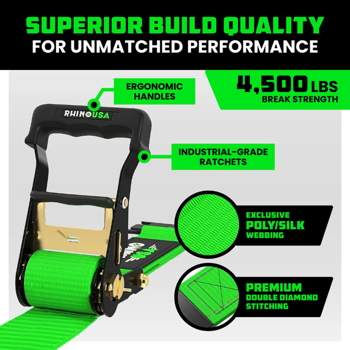 Rhino USA UTV Wheel Chock Tie-Down Kit (2-Wheel Kit) Green Model TD-SSCHOCK-GRN