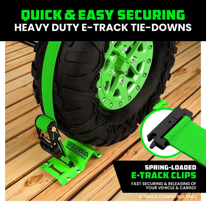 Rhino USA UTV Wheel Chock Tie-Down Kit (2-Wheel Kit) Green Model TD-SSCHOCK-GRN