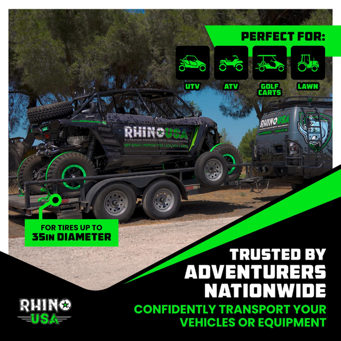 Rhino USA UTV Wheel Chock Tie-Down Kit (2-Wheel Kit) Green Model TD-SSCHOCK-GRN