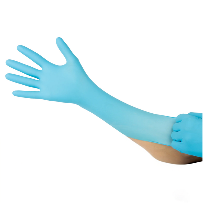 Raxwell Pro Disposable Blue Nitrile Gloves W/Extended Cuff Size L, 8.5 Mil-50/Bx Model RX40003