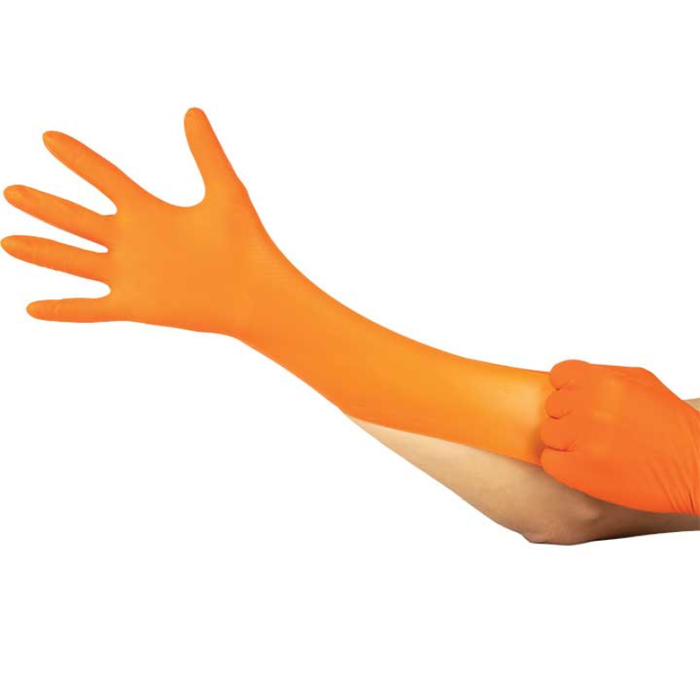 Raxwell Pro Disposable Orange Nitrile Gloves Size L 8.5 Mil-100/Bx Model RX50008