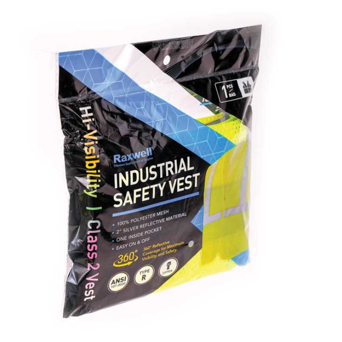 Raxwell Safety Vest High Vis With 1 Pocket & Zipper Closure - Class 2 With Mesh Poly Size-S & M Model RSB1101SM