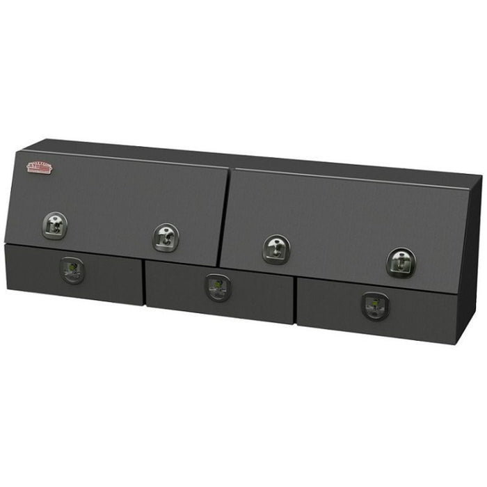 ATB Top Mount Toolbox Top Doors Bottom Drawers 21"H x 16"D x 82"W Black Steel Model S-DU41-211682DT-BX