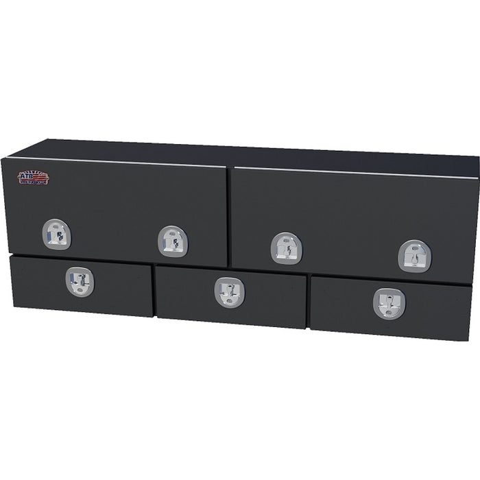 ATB Top Mount Toolbox Top Doors Bottom Drawers 21"H x 16"D x 72"W Black Steel Model S-DU42-211672DT-BX