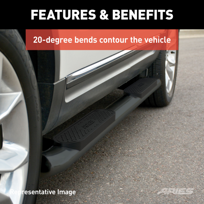 ARIES 4" Black Steel Oval Side Bars, For Toyota Tundra CrewMax Model S222023