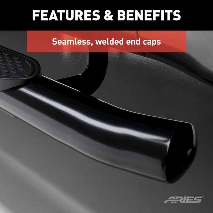 ARIES 4" Black Steel Oval Side Bars, For Toyota Tundra CrewMax Model S222023