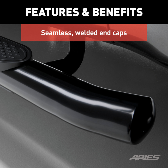 ARIES 4" Black Steel Oval Side Bars, For Toyota Tacoma Double Cab Model S222029