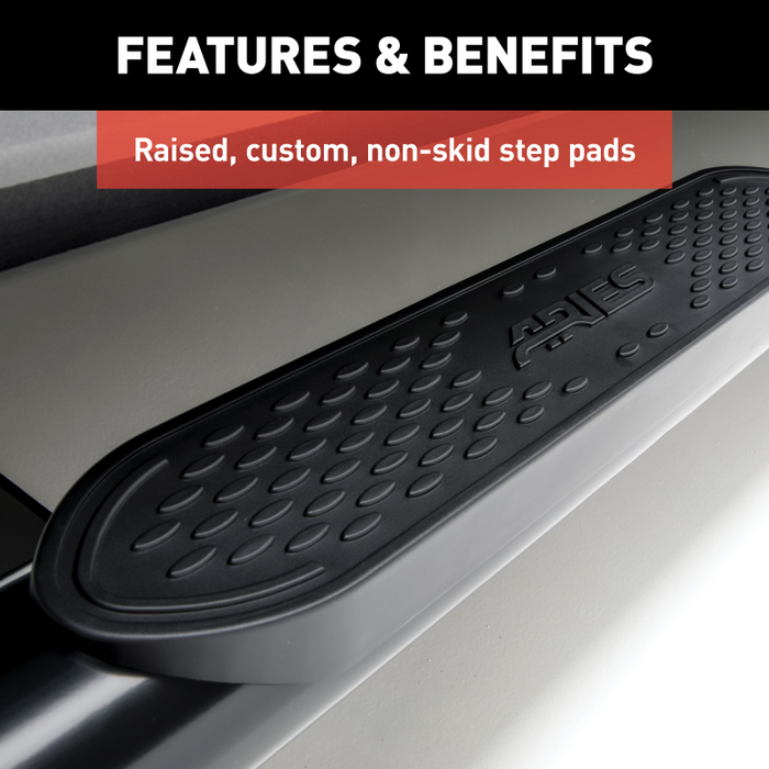 ARIES 4" Black Steel Oval Side Bars, For Toyota Tacoma Double Cab Model S222029