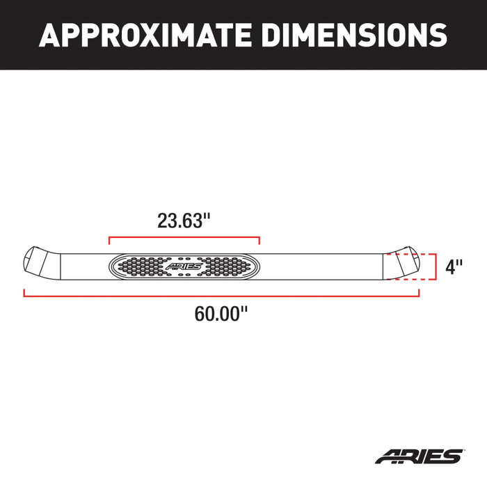 ARIES 4" Polished Stainless Oval Step Nerf Bars Model S225039-2
