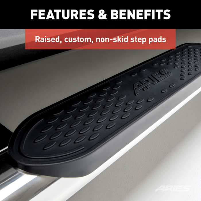 ARIES 4" Polished Stainless Oval Step Nerf Bars Model S225041-2