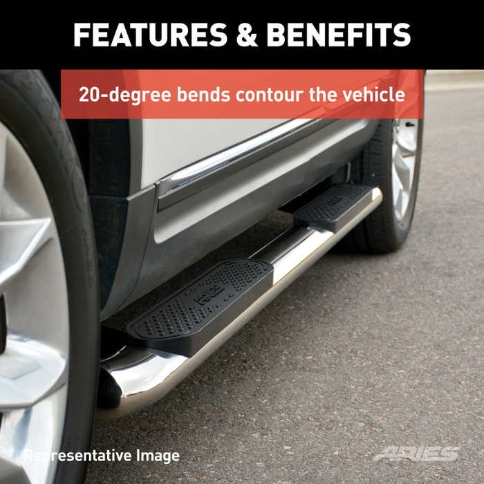 ARIES 4" Polished Stainless Oval Step Nerf Bars Model S225044-2