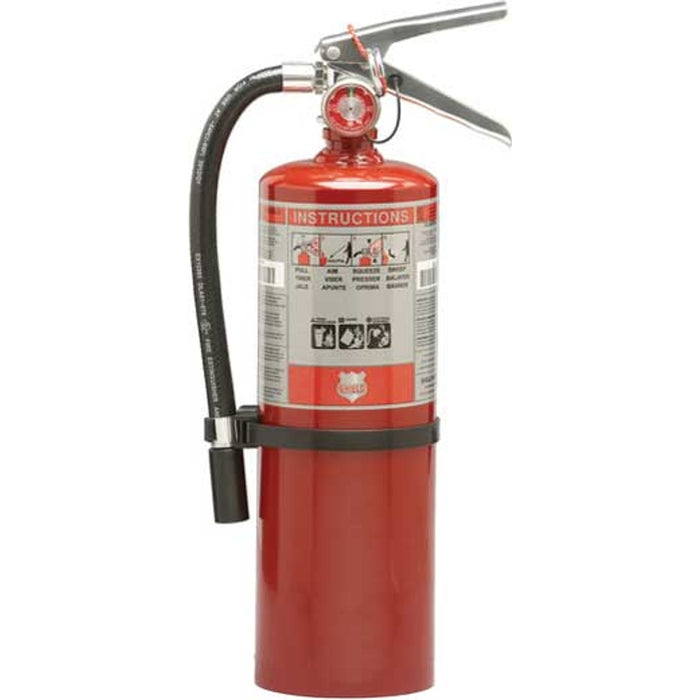 Shield Fire Protection Pro 340 Rechargeable 5Lb Fire Extinguisher with Wall Hook 3A:40B:C UL Rating Model 10914R