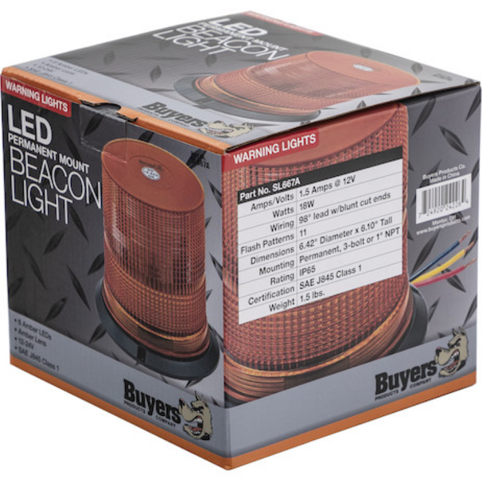 Buyers Products Class 1 6.1 Inch Tall LED Amber Beacon Light