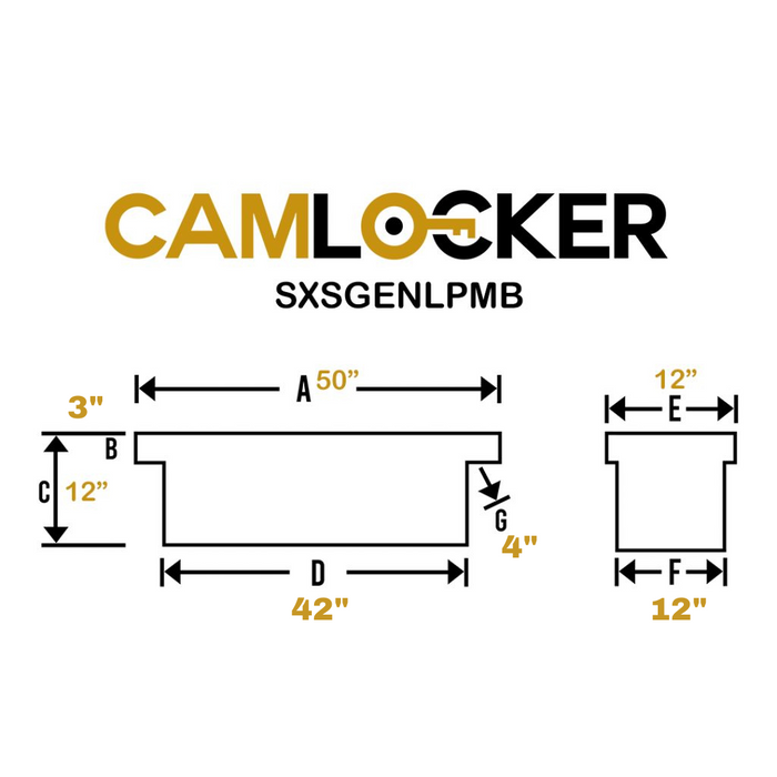 CamLocker UTV Crossover Tool Box Polaris General Low Profile Matte Black Aluminum Model SXSGENLPMB