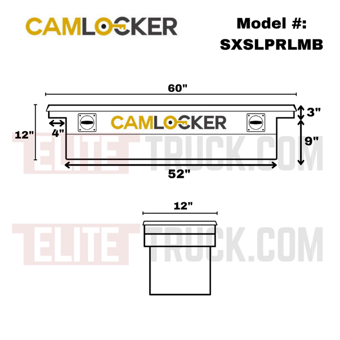 CamLocker UTV Crossover Tool Box With Rail Low Profile Matte Black Aluminum SXSLPRLMB