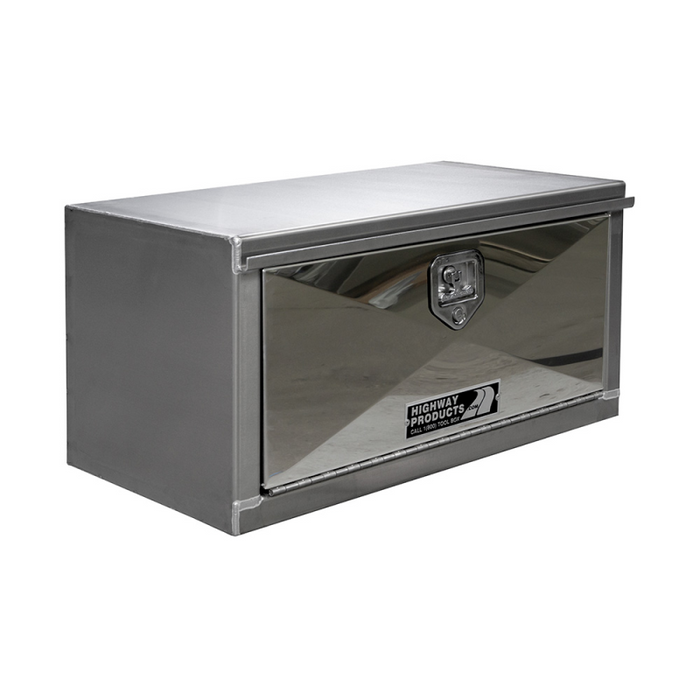 Highway Product 30 X 18 X 18 Underbody Box Smooth Aluminum Single Drop Door Box, 14Ga #8 Mirror Stainless Door Model 0112-025