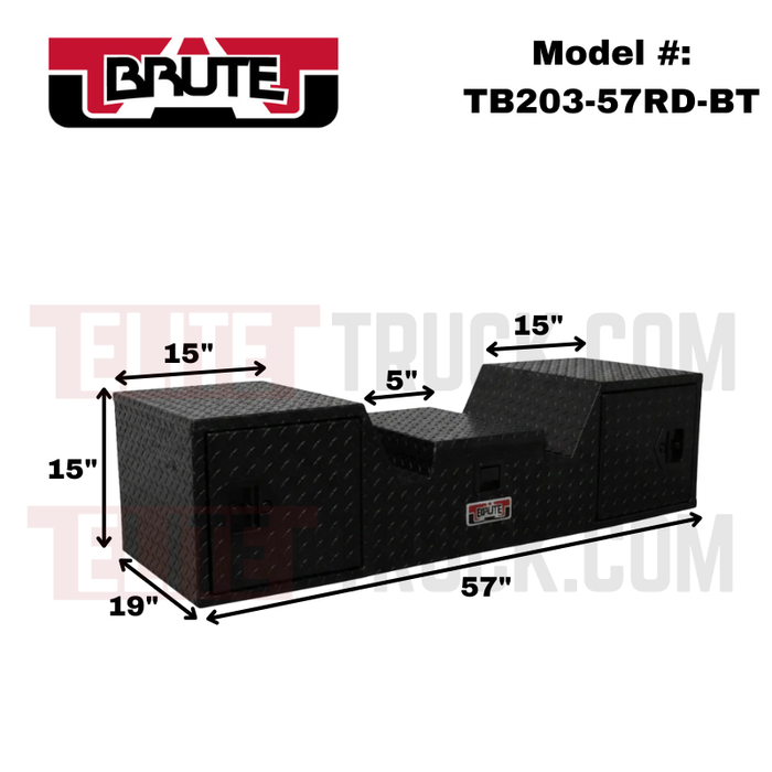 Brute 57" V-Shape 5Th Wheel Rv Box, 1 Lid, 2 Rear Facing Doors - Black Model TB203-57RD-BT