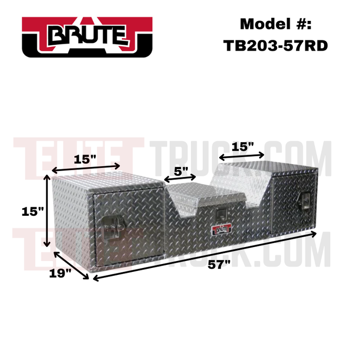 Brute 57" V-Shape 5Th Wheel Rv Box, 1 Lid, 2 Rear Facing Doors Model TB203-57RD