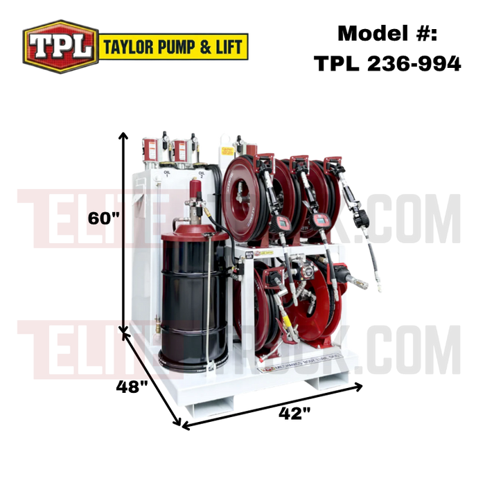 Taylor Pump & Lift 42"W x 48"D x 60"H Triple 30-Gal New Oil, 60-Gal Used Oil, & 120lb Grease Lube Skid Model TPL 236-994