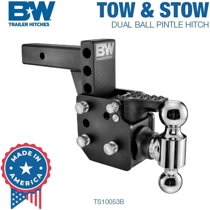 B&W Trailer Hitches Tow & Stow Pintle Adjustable Ball Mount Model TS10053B