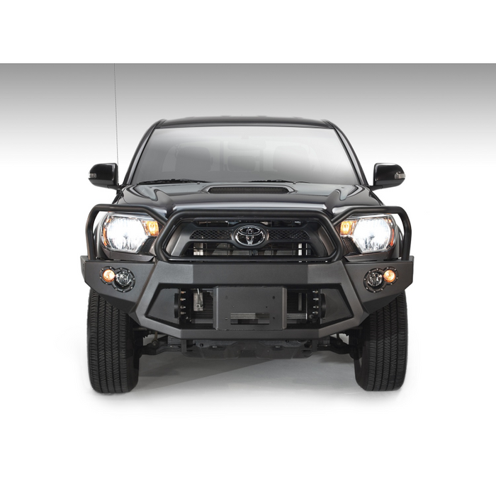 Fab Fours Premium Heavy Duty Winch Front Bumper; 2 Stage Black Powder Coated; w/Full Grille Guard; Incl. 1in. D-Ring Mounts/Light Cut-Outs w/Fab Fours 90mm Fog Lamps/60mm Turn Signals; Model TT12-B1650-1
