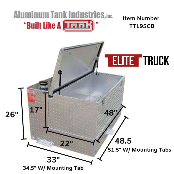 ATI 95 Gallon Transfer Tank Toolbox Combo Bright Aluminum Model # TTL95CB