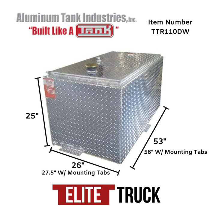 ATI 110 Gallon Rectangle Double Wall Transfer Tank Bright Aluminum Mod —  Elite Truck