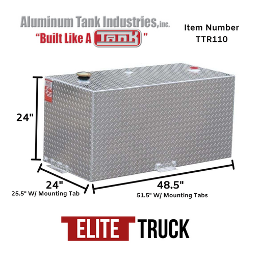 ATI Aluminum Refueling Transfer Tank, 110-Gallon, Rectangular, Diamond Plate