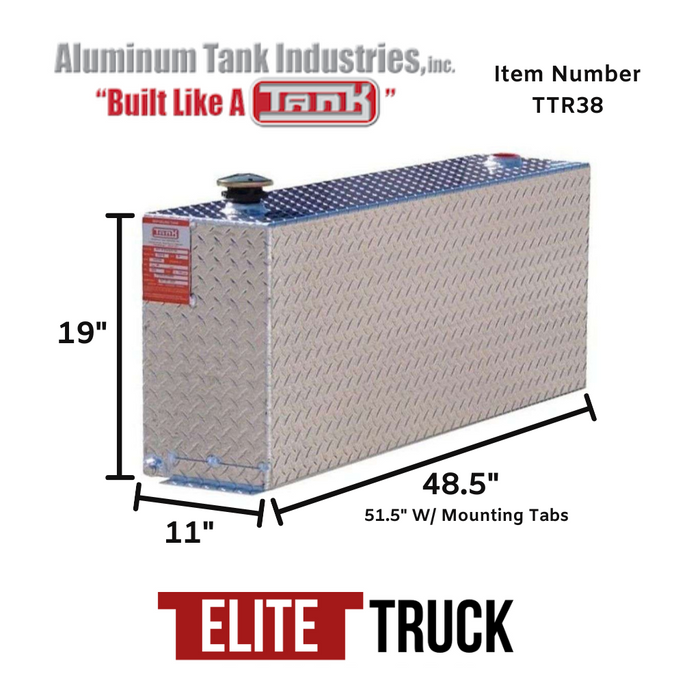 ATI 38 Gallon Rectangle Transfer Tank Bright Aluminum Model # TTR38