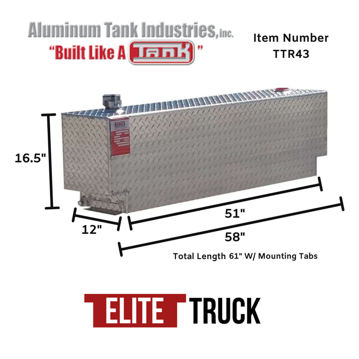 ATI 43 Gallon Rectangle Transfer Tank Bright Aluminum Model # TTR43