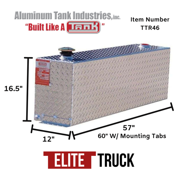ATI 46 Gallon Rectangle Transfer Tank Bright Aluminum Model ATI 46 Gallon Rectangle Transfer Tank Bright Aluminum Model