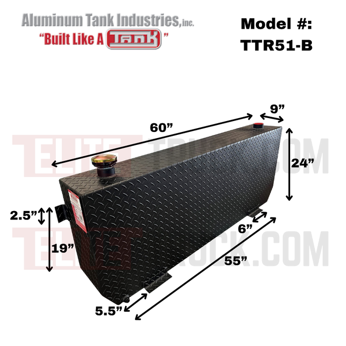 ATI 51 Gallon Rectangle Transfer Tank Black Aluminum Model # TTR51-B