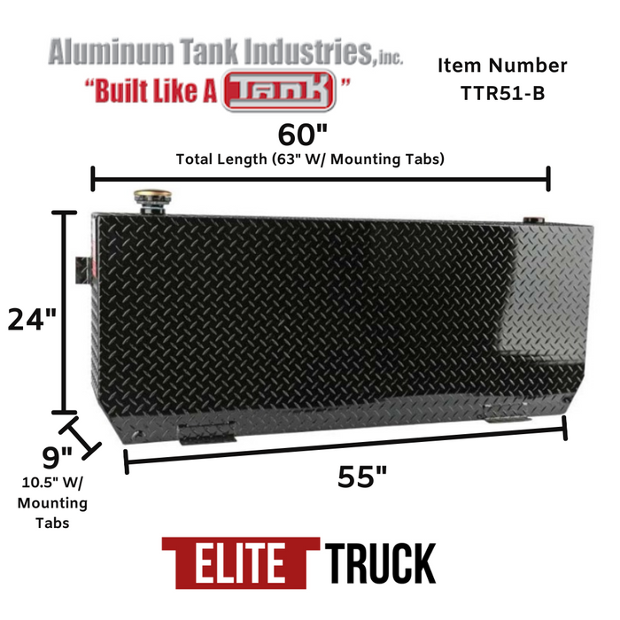 ATI 51 Gallon Rectangle Transfer Tank Black Aluminum Model # TTR51-B