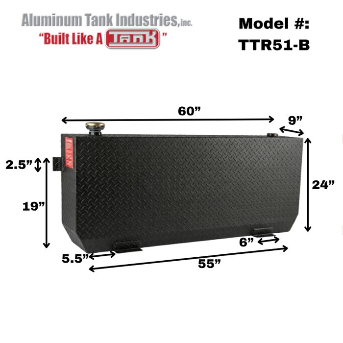 ATI 51 Gallon Rectangle Transfer Tank Black Aluminum Model # TTR51