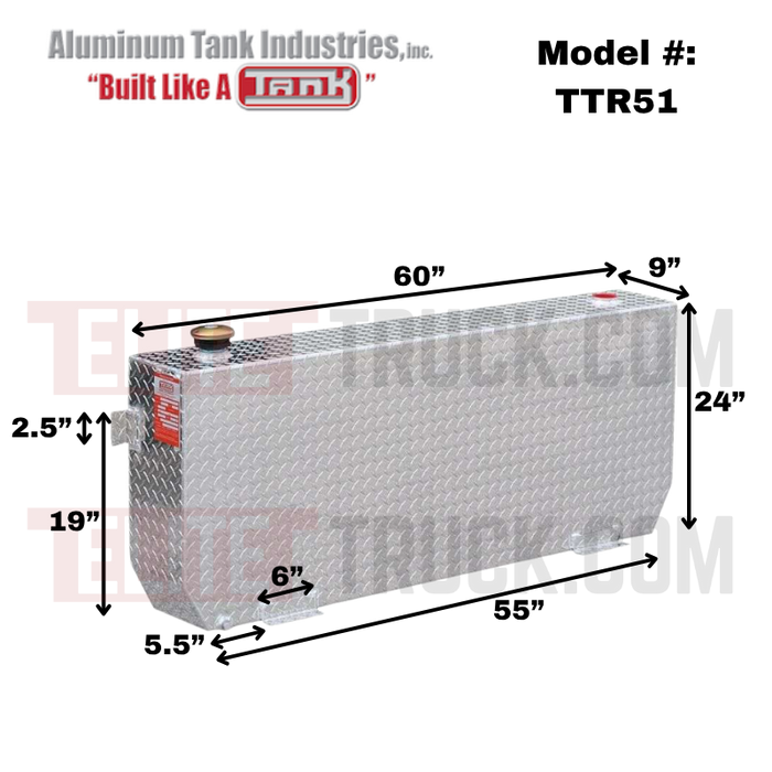 ATI 51 Gallon Rectangle Transfer Tank Bright Aluminum Model # TTR51