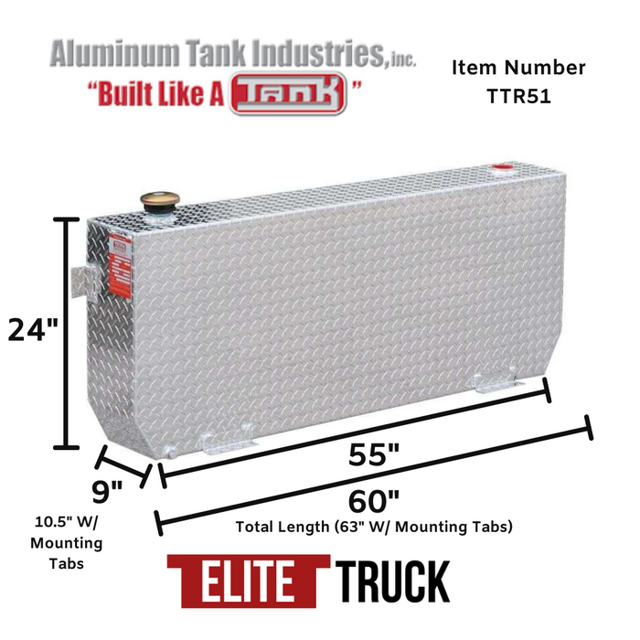 ATI 51 Gallon Rectangle Transfer Tank Bright Aluminum Model # TTR51
