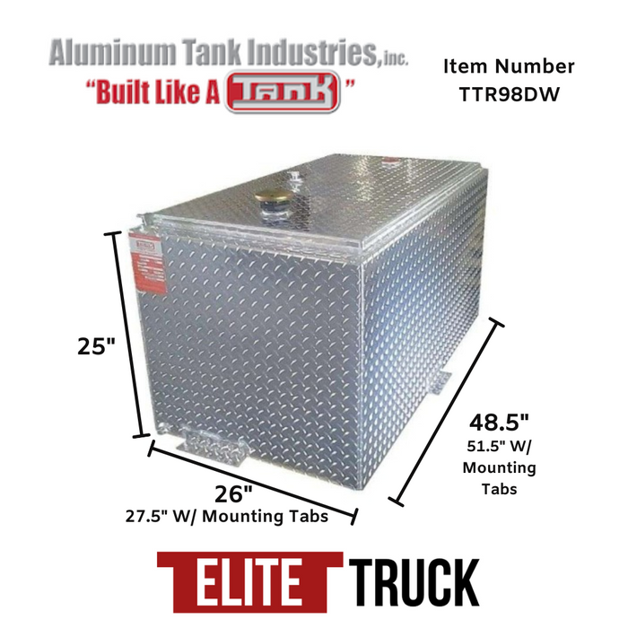 ATI 98 Gallon Rectangle Double Wall Transfer Tank Bright Aluminum Model # TTR98DW