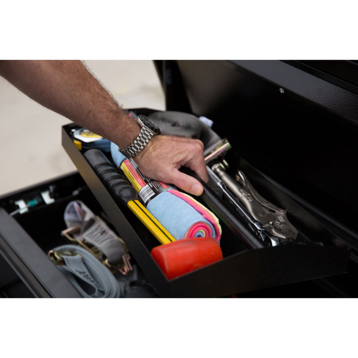 Truck Covers USA American Work Cover - Full Size Toolbox and Hard Rectractable Roll-up Combination Model CRT545