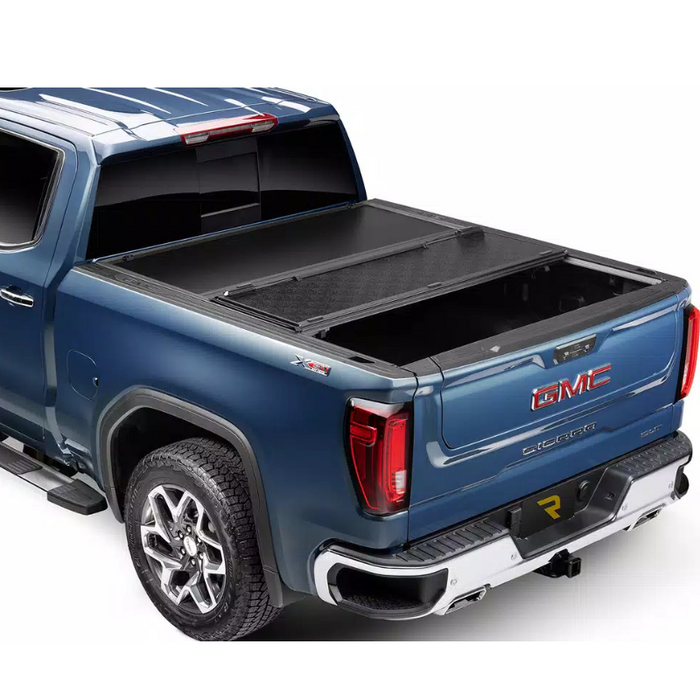UnderCover Select Hard Folding Tonneau Cover 2022-2025 Toyota Tundra 5' 7" Bed with or without Deck Rail System without Trail Special Edition Storage Boxes - Black Textured Model SL44017