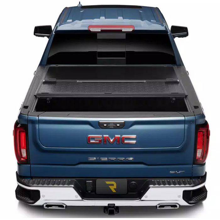 UnderCover Select Hard Folding Tonneau Cover 2022-2025 Toyota Tundra 5' 7" Bed with or without Deck Rail System without Trail Special Edition Storage Boxes - Black Textured Model SL44017