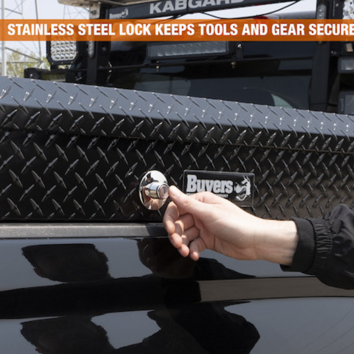 Buyers Products 13x16x56 Inch Side Mount Truck Tool Box Gloss Black Diamond Tread Aluminum Model 1723025