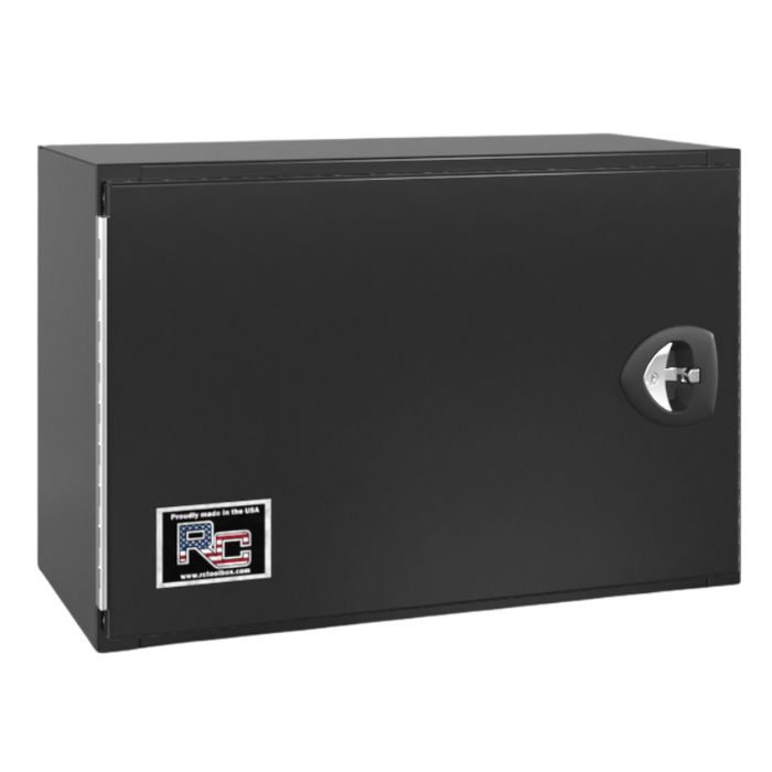 RC Industries Underbody Box V-Series Horizontal 36x24x24 .125 Diamond Bright Aluminum With Side Swing Door Gloss Black Roadside Model VU362424.UG