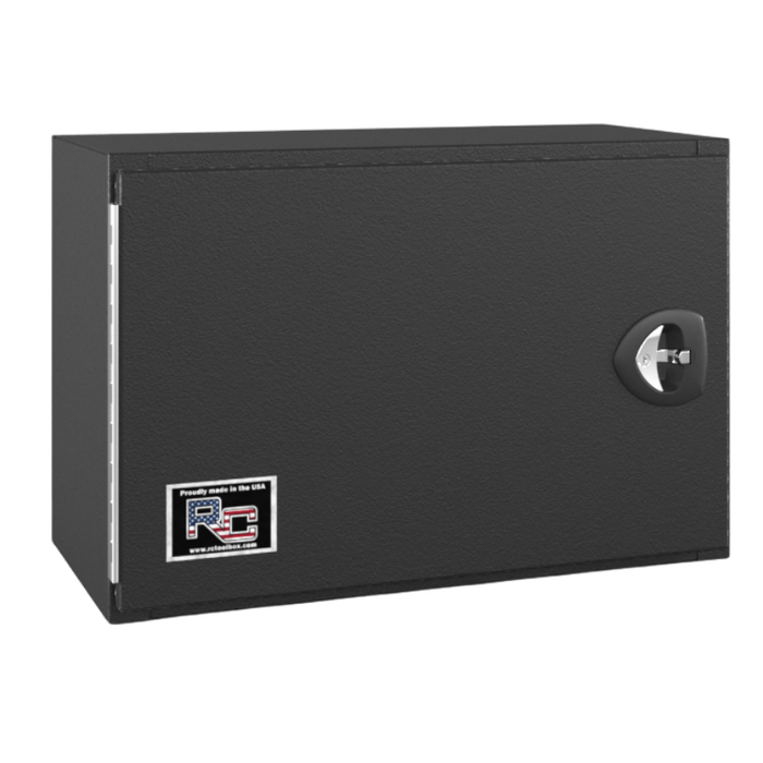 RC Industries Underbody Box V-Series Horizontal 24x18x18 .125 Diamond Bright Aluminum With Side Swing Door Textured Black Roadside Model VU241818.UB