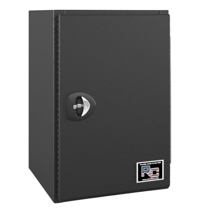 RC Industries V-Series Tank Box 24x60x18 .125 Diamond Bright Aluminum With Side Swing Door Textured Black Curbside Model VU246018.UBTBC