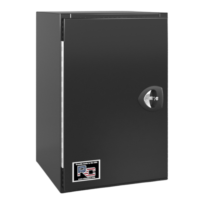 RC Industries V-Series Tank Box 24x60x24 .125 Diamond Bright Aluminum With Side Swing Door Gloss Black Roadside Model VU246024.UGTB