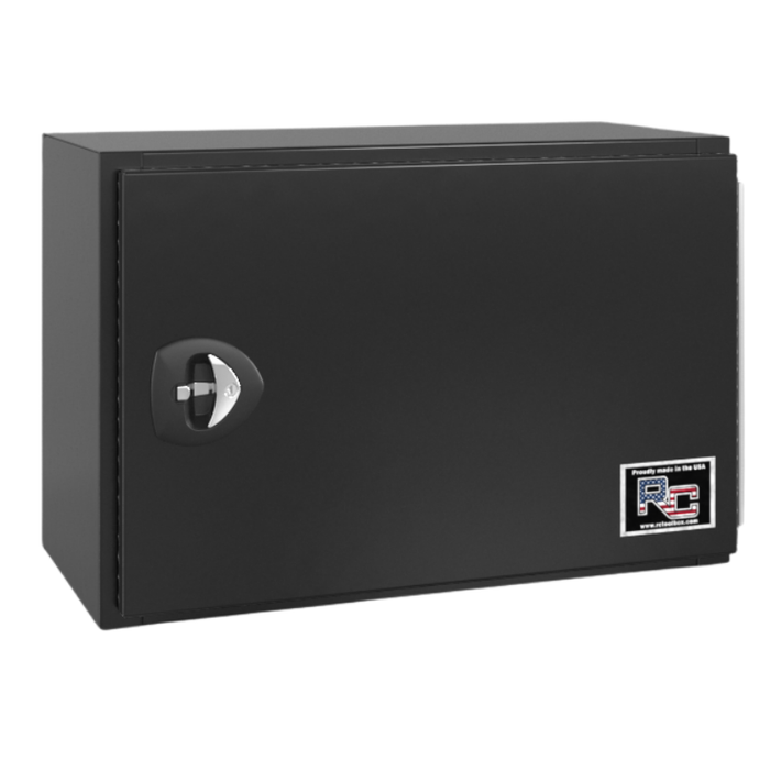 RC Industries Underbody Box V-Series Horizontal 24x18x18 .125 Diamond Bright Aluminum With Side Swing Door Gloss Black Curbside Model VU241818.UCG