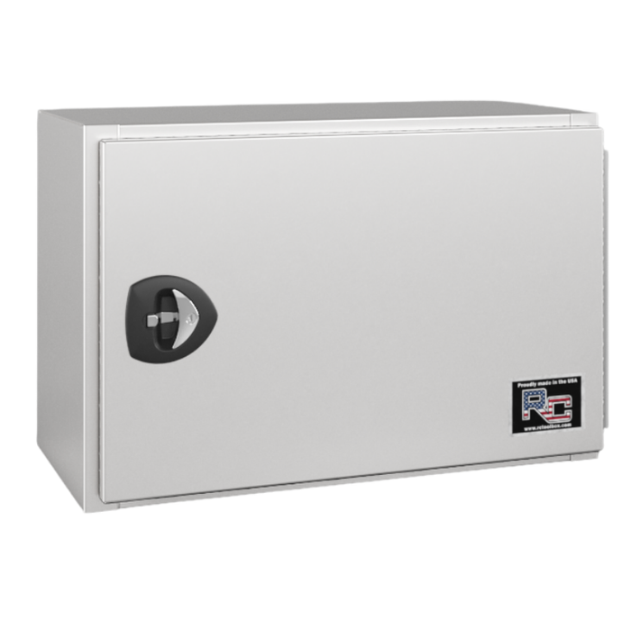 RC Industries Underbody Box V-Series Horizontal 36x18x18 .125 Diamond Bright Aluminum With Side Swing Door Gloss White Curbside Model VU361818.UCD